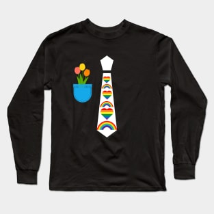 Gay Pride Parade little rainbows tie tux costume with tulips Long Sleeve T-Shirt